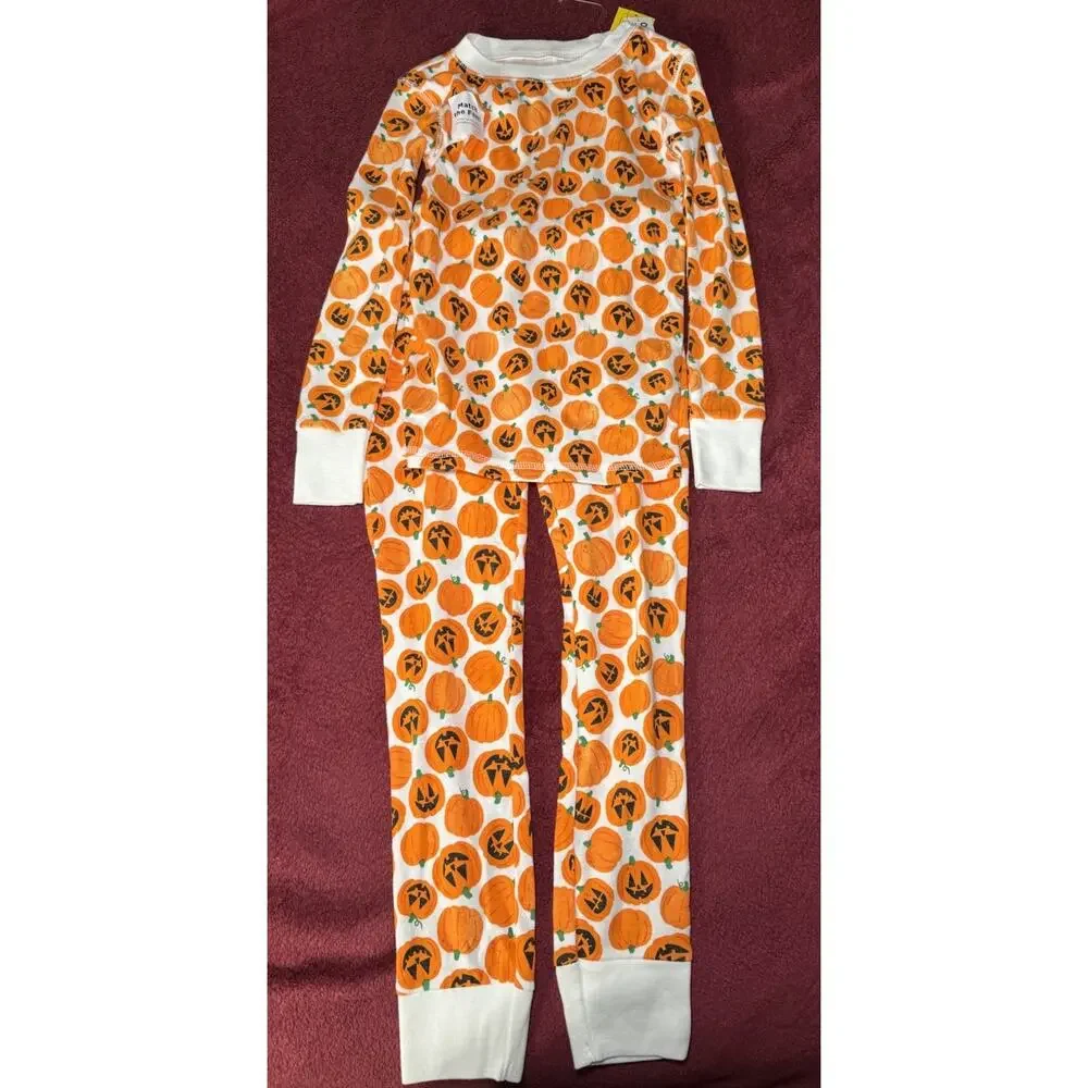 Old Navy Pajama Set W/ Pumpkin Print Unisex Size 6 New with Tags Halloween